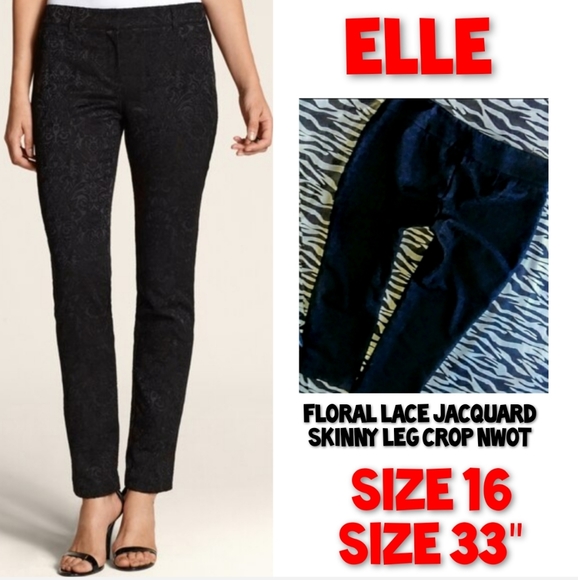 Elle Pants - Elle Pants Size 16 Skinny Leg Lace Jacquard Crop